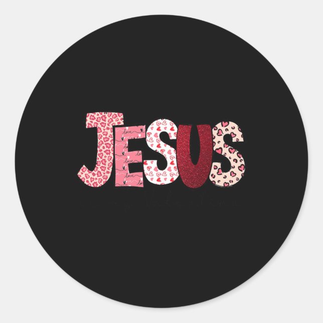 Christlicher Valentinstag Jesus Religiöses Valenti Runder Aufkleber (Vorderseite)