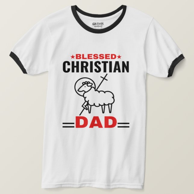 Christlicher Vater Basic Ringer T - Shirt (Design vorne)
