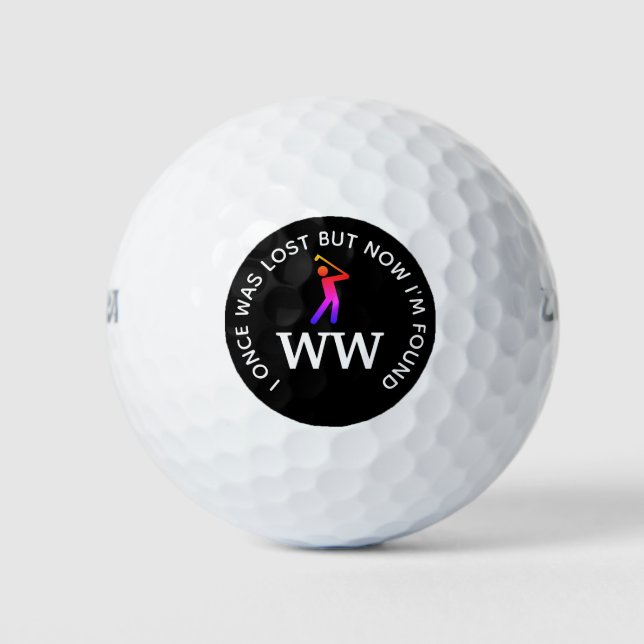 Christlicher VERLUST UND FAND Monogramm Golfball (Vorderseite)