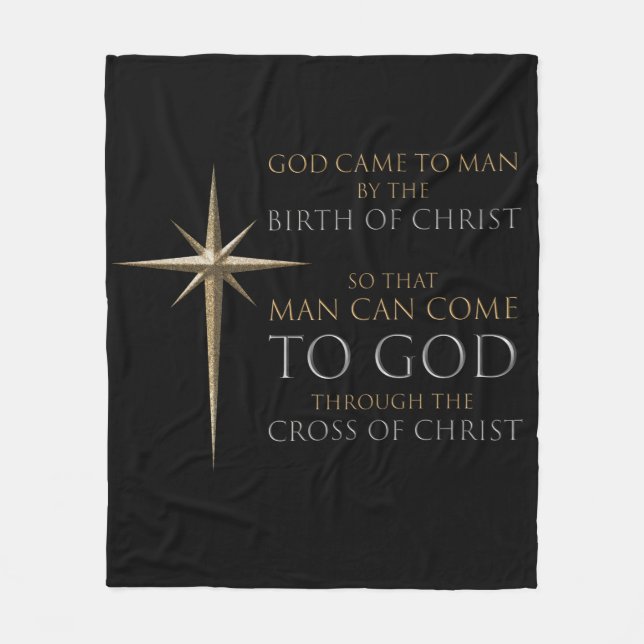 Christlicher Weihnachtsstar Geburt und Kreuz Fleecedecke (Vorderseite)