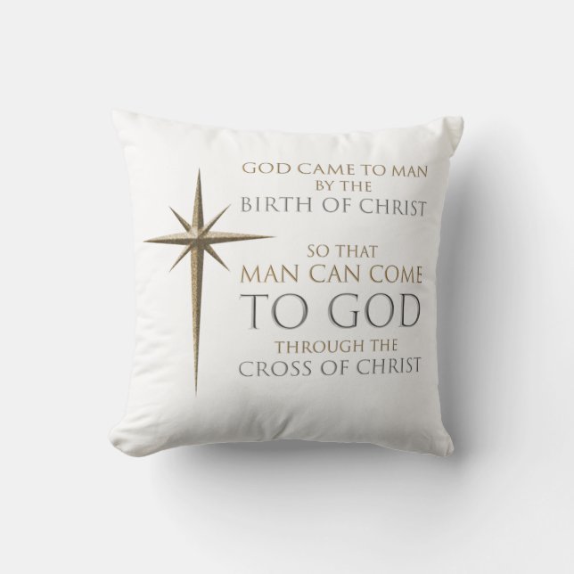 Christlicher Weihnachtsstar Geburt und Kreuz Kissen (Vorderseite)