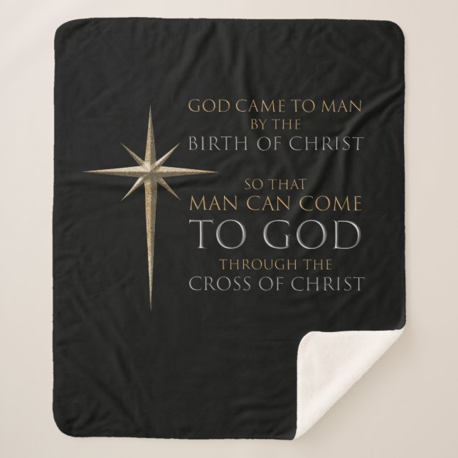 Christlicher Weihnachtsstar Geburt und Kreuz Sherpadecke (Vorderseite)