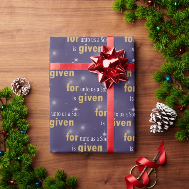 Christlicher Weihnachtstext auf Lila Geschenkpapier (Feiertagsgeschenk)