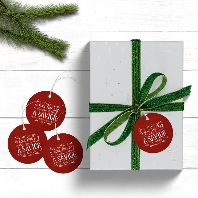 Christlicher Weihnachtsversuch Typografie Urlaub Geschenkanhänger (Christian Christmas Verse Typography Holiday Favor Tags)