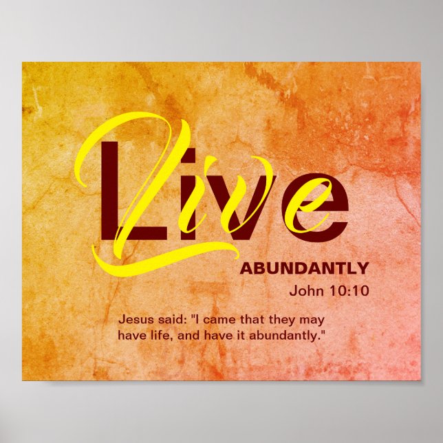 Christliches ABUNDANT LEBEN Inspiration Zitat ORAN Poster (Vorne)