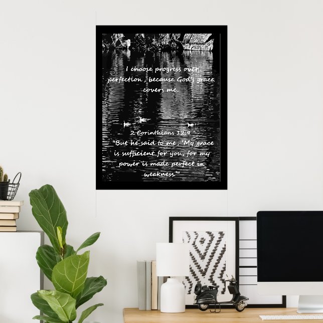 Christliches Affirmationsangebot und entsprechende Poster (Heimbüro)