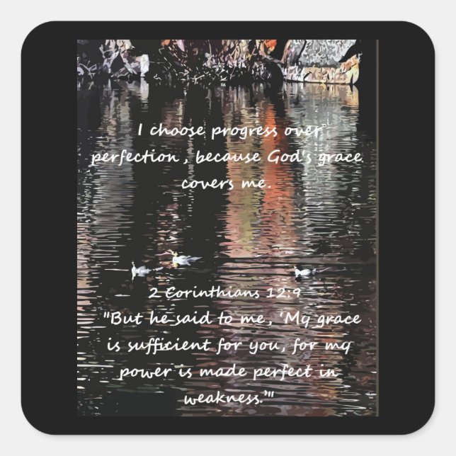 Christliches Affirmationsangebot und entsprechende Quadratischer Aufkleber (Vorderseite)