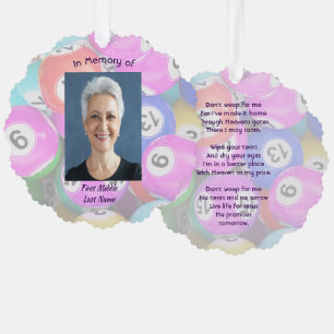 Christliches Andenken-Foto-Erinnerung Bingo-Spiel Ornament Karte