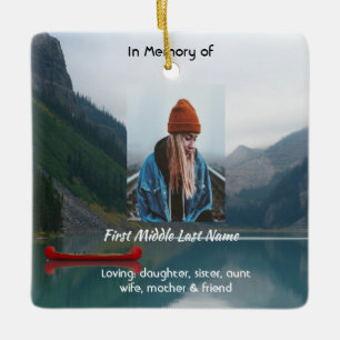 Christliches Andenken Wilderness Lake Kanu Keramikornament