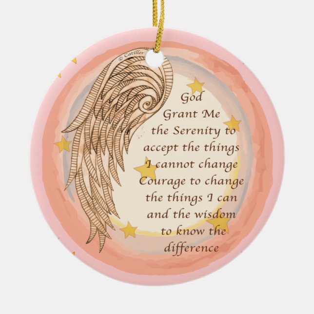 Christliches Angel-Serenity-Gebet Keramik Ornament (Vorne)