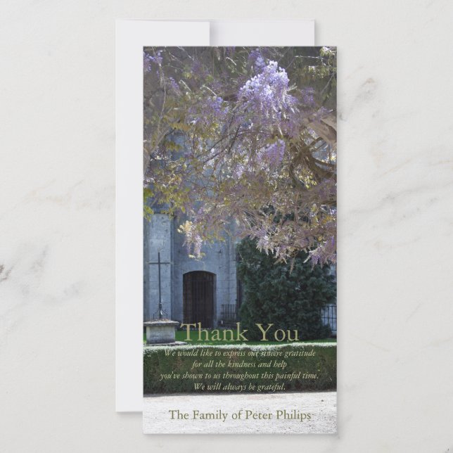 Christliches Beileid des Wisteria-2 danken Ihnen Dankeskarte (Vorderseite)