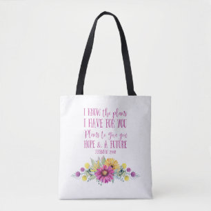 Christliches Bibelvers-Wasserfarben-Blumenmuster Tasche