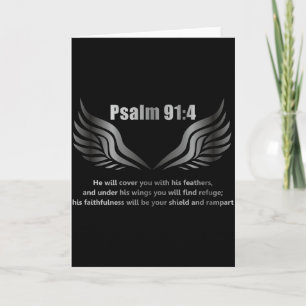Christliches Bibelvers Zitat Psalm 91 4 Design Auf Karte