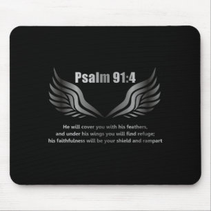 Christliches Bibelversatz-Zitat Psalm 91 4 Design Mousepad
