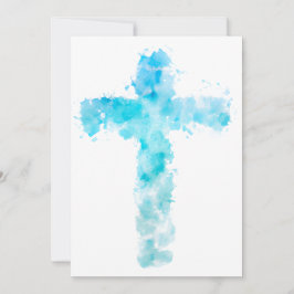 Christliches blaues Wasserfarbkreuz Feiertagskarte