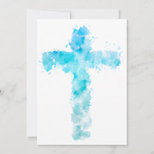 Christliches blaues Wasserfarbkreuz Feiertagskarte