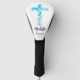 Christliches blaues Wasserfarbkreuz Golf Headcover