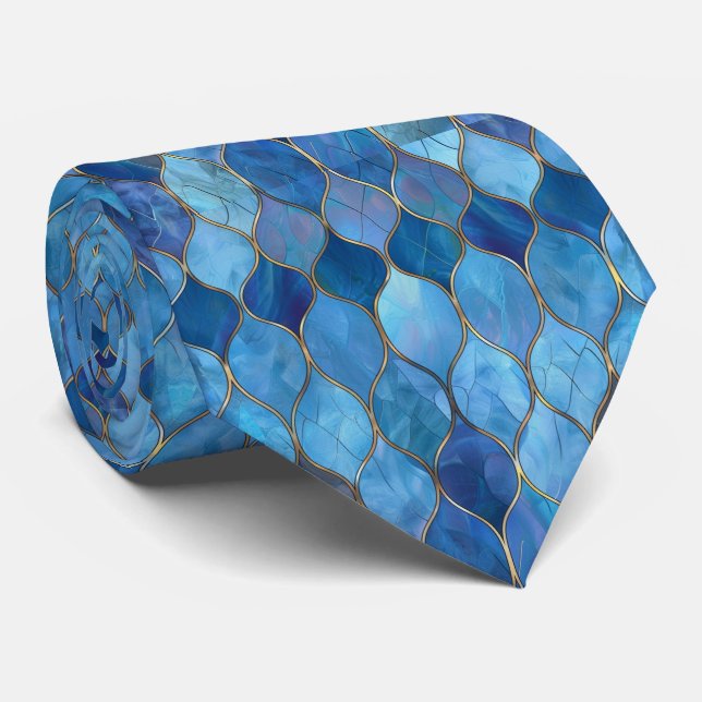 Christliches Blaugestanztes Glas Krawatte (Gerollt)