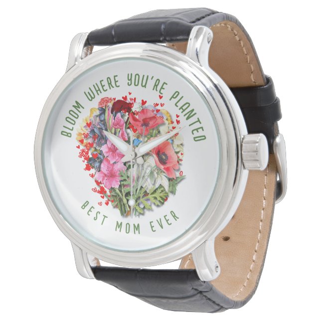 Christliches BLOOM, IN DEM SIE PLANTIERT SIND Pfla Armbanduhr (Schrägansicht)