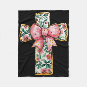 Christliches Blumenkochett Bow Pink Religiös Fleecedecke