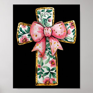 Christliches Blumenkochett Bow Pink Religiös Poster