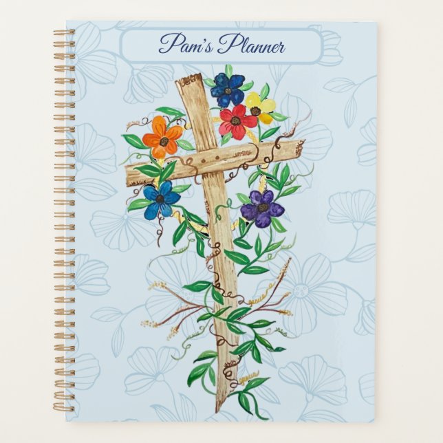 Christliches Blumenkreuz Planer (Vorderseite)