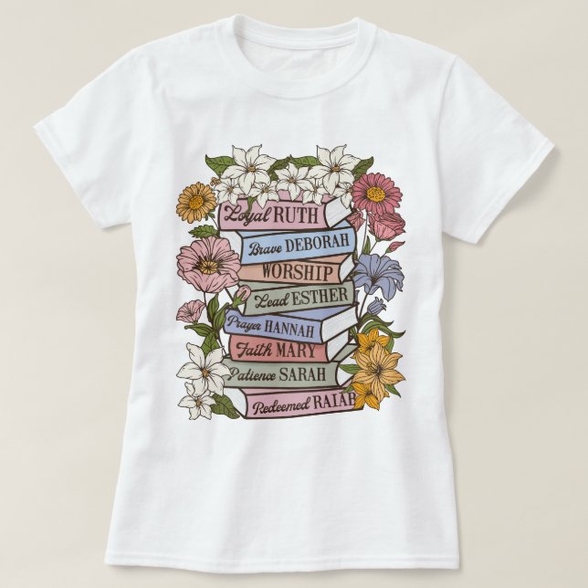 Christliches Boho Shirt, Wildblume Bible Verse Shi T-Shirt (Design vorne)