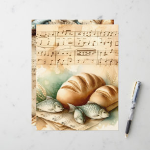 Christliches Brot & Fish Vintages Scrapbook Papier
