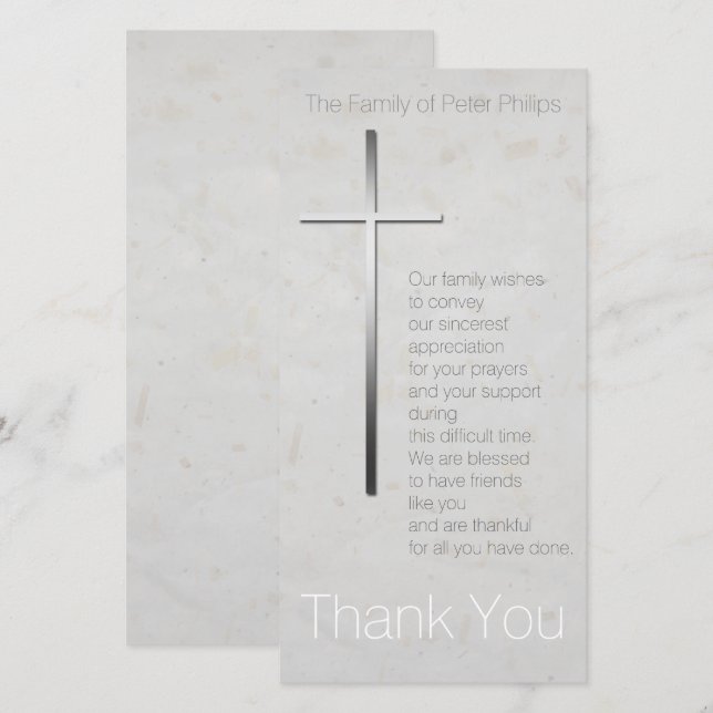 Christliches Cross Beileid Danke, dass Sie die Bri Dankeskarte (Vorne/Hinten)