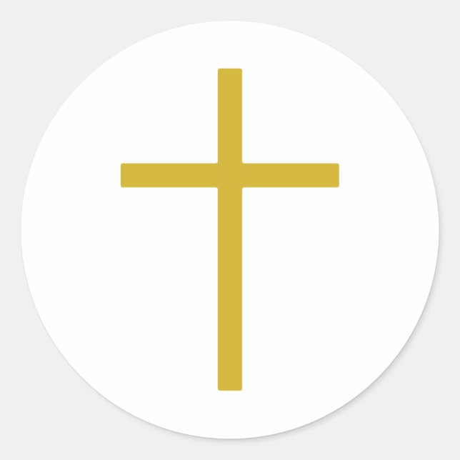 Christliches Cross Gold Runder Aufkleber (Vorderseite)