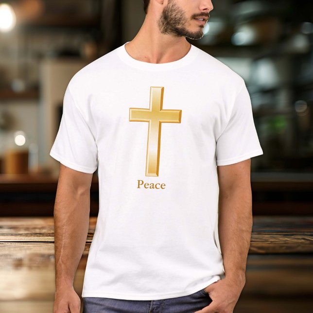 Christliches Cross-Gold-Symbol T-Shirt (The gold cross is the religious symbol of the Christian Church.)