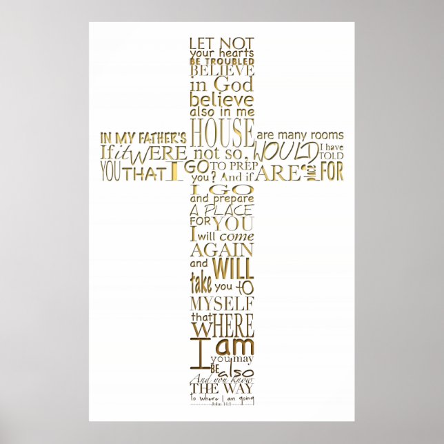 Christliches Cross golden Bibel Verses Poster (Vorne)