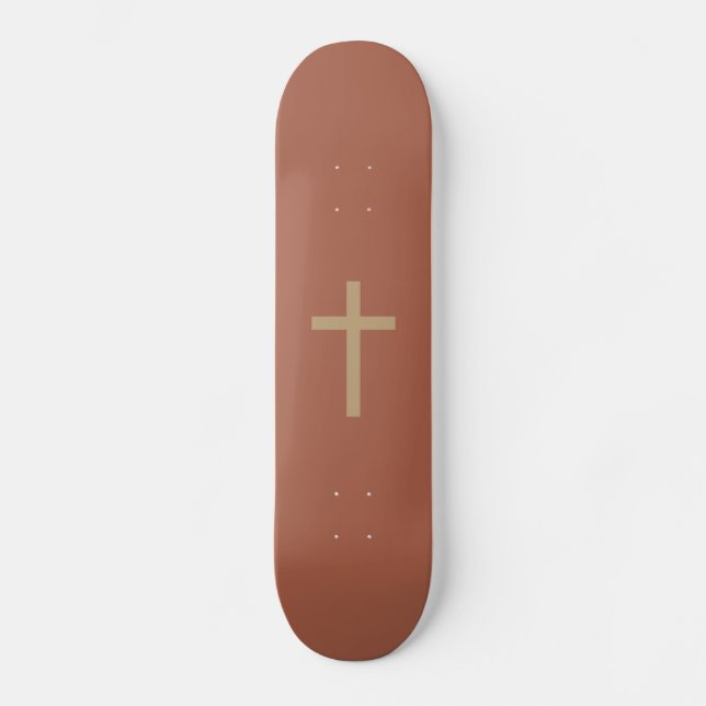 Christliches Cross Golden Ratio Rusty Brown Skateboard (Vorderseite)