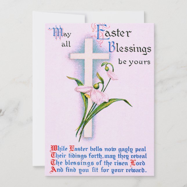 Christliches Cross Oaster Lily Gedicht Einladung (Vorderseite)