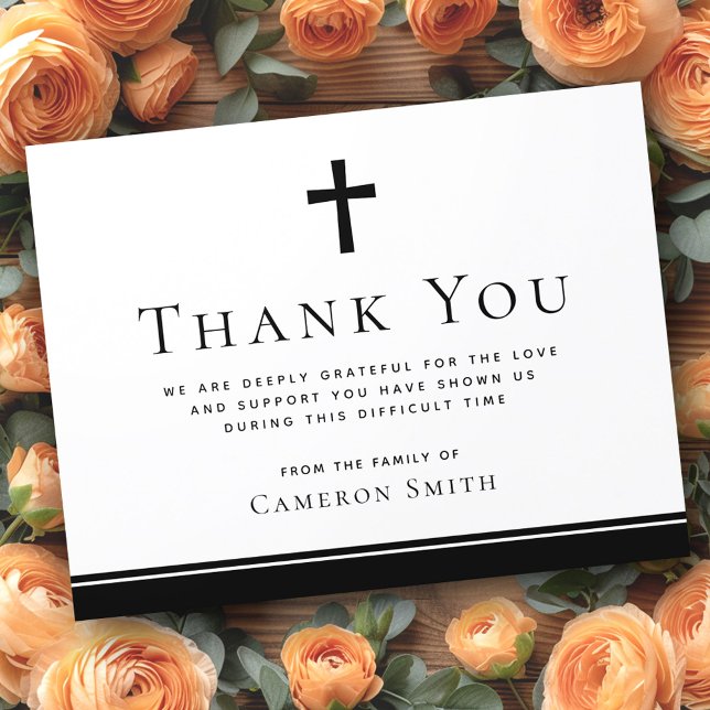 Christliches Crossbeerdigung Beileid Dankeschön Ka Einladung (Christian cross funeral sympathy thank you card)