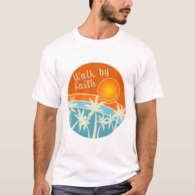 Christliches Design durch Glauben laufen T-Shirt (Vorderseite)