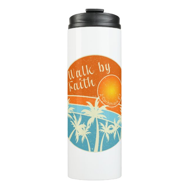 Christliches Design durch Glauben laufen Thermosbecher (Vorderseite)