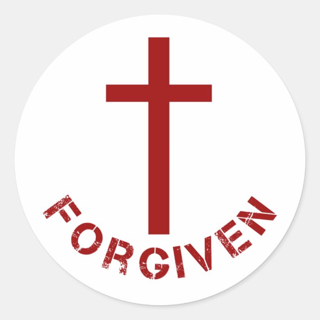 Christliches Design für Rotes Kreuz und Text Runder Aufkleber (Vorderseite)