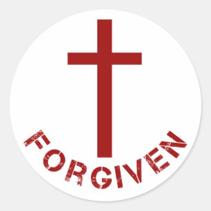 Christliches Design für Rotes Kreuz und Text Runder Aufkleber