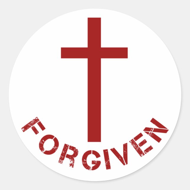 Christliches Design für Rotes Kreuz und Text Runder Aufkleber (Vorderseite)