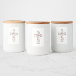 Christliches Design-Kissen mit Blumenkreuz Lebensmitteletikett