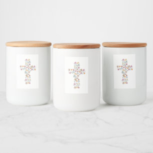 Christliches Design-Kissen mit Blumenkreuz Lebensmitteletikett