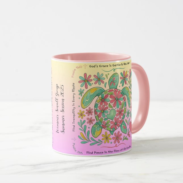 Christliches Design, Meeresschildkröte, Rosa Tasse (VorderseiteRechts)