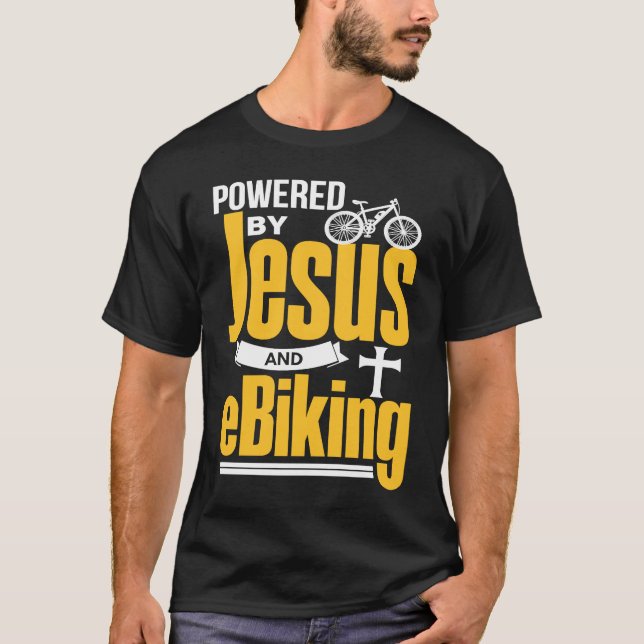 Christliches E-Biker Jesus EBike Electric Bike E B T-Shirt (Vorderseite)