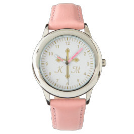 Christliches einfaches Goldkreuz Mit Monogramm Armbanduhr