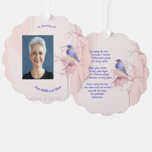 Christliches Erinnerungsstück Blaue Vogelgarten  Ornament Karte