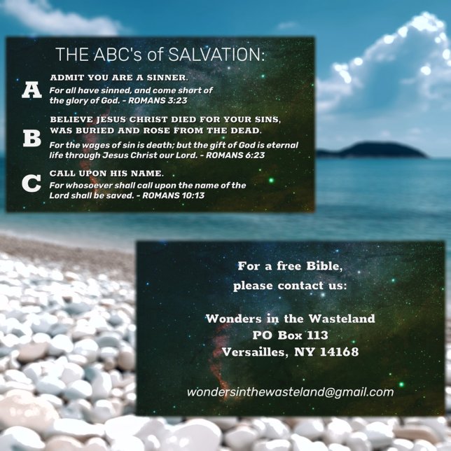 Christliches Evangelium ABC's Romans Road KJV Bibl Visitenkarte (Von Creator hochgeladen)