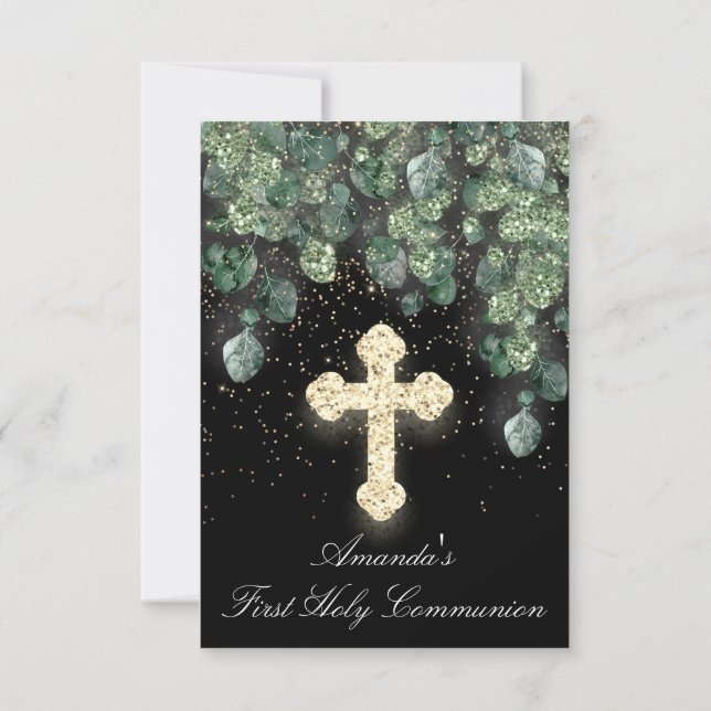 Christliches Event-Cross Gold des ersten Holy Comm Einladung (Rückseite)