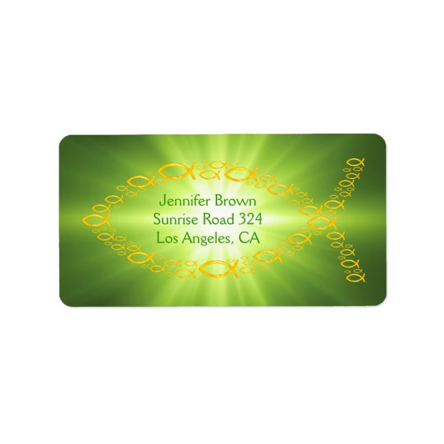 Christliches Fisch-Grüne Adressetikett (Vorne)