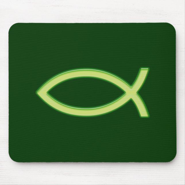 Christliches Fisch-Light Green Mousepad (Vorne)
